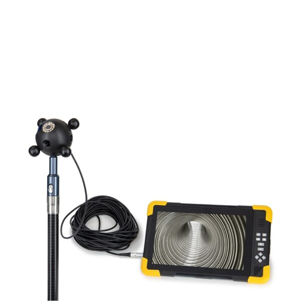 Ultra HD Touchscreen 1080p Chimney Camera Kit (ExDemo) - Ex demonstration chimney camera used 5 times at shows to demonstrate, this has not been used inside chimneys only clean pipe. The latest chimney inspection camera to our range our Ultra HD 10.1 inch camera is 1080p resolution with impressive crystal clear images and video displayed on a large 10.1 inch screen. The monitor will run approximately 4 hours when fully charged and is heavy duty with protective edging and sapphire glass, there is an option to use the touch screen to navigate the features and to record or snapshot footage or you can use the buttons to the right of the screen. Whilst recording sound is also recorded which is a real benefit for talking through any observations during an inspection. The monitor comes complete with a formatted micro 32MB SD card and a HDMI cable to connect the monitor directly to a TV screen. By downloading the road cam app by following the QR code in the user manual the camera can be linked to a smartphone for easy file transfer to customers via WhatsApp. The Ultra HD chimney camera kit is complete with an 18 metre 5mm cable and the unique copyrighted Rodstation camera ball housing enabling a viewing angle of 45, 90 and 180 degree with the new option of connecting the ball to the side of a 12mm rod (supplied in the kit). The camera has 12 high power LED lights which are dimmable and with the auto focus feature this gives one of the highest quality picture of any camera on the market. All our camera kits include a 12 month warranty as standard.